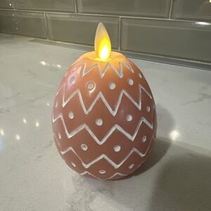 Luminara Easter Egg Candle - Dusky Rose Flameless Real-Flame Timer